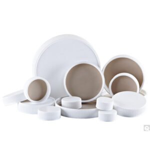 15-425 White Ribbed PP Cap with F217 & PTFE Liner, Each