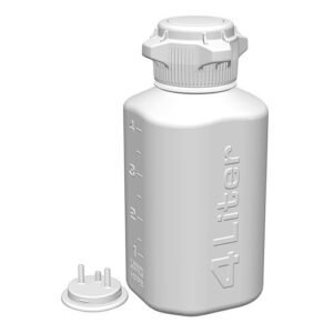 Heavy Duty Vacuum Bottle, 4 Liter, HDPE, 83B Cap with 1/4" Barb Adapter & Closed Adapter