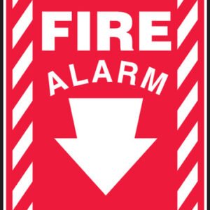 Safety Sign-Fire Alarm (Down Arrow), 14 x 10", Each