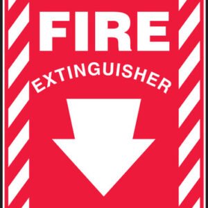 Safety Sign-Fire Extinguisher (Down Arrow White), 14 x 10", Each