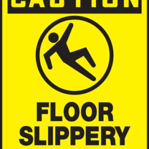 OSHA CAUTION Sign: Floor Slippery When Wet, 14 x 10", Each