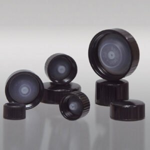 18-400 Black Ribbed Phenolic Cap with Cone-Shaped Insert, Each